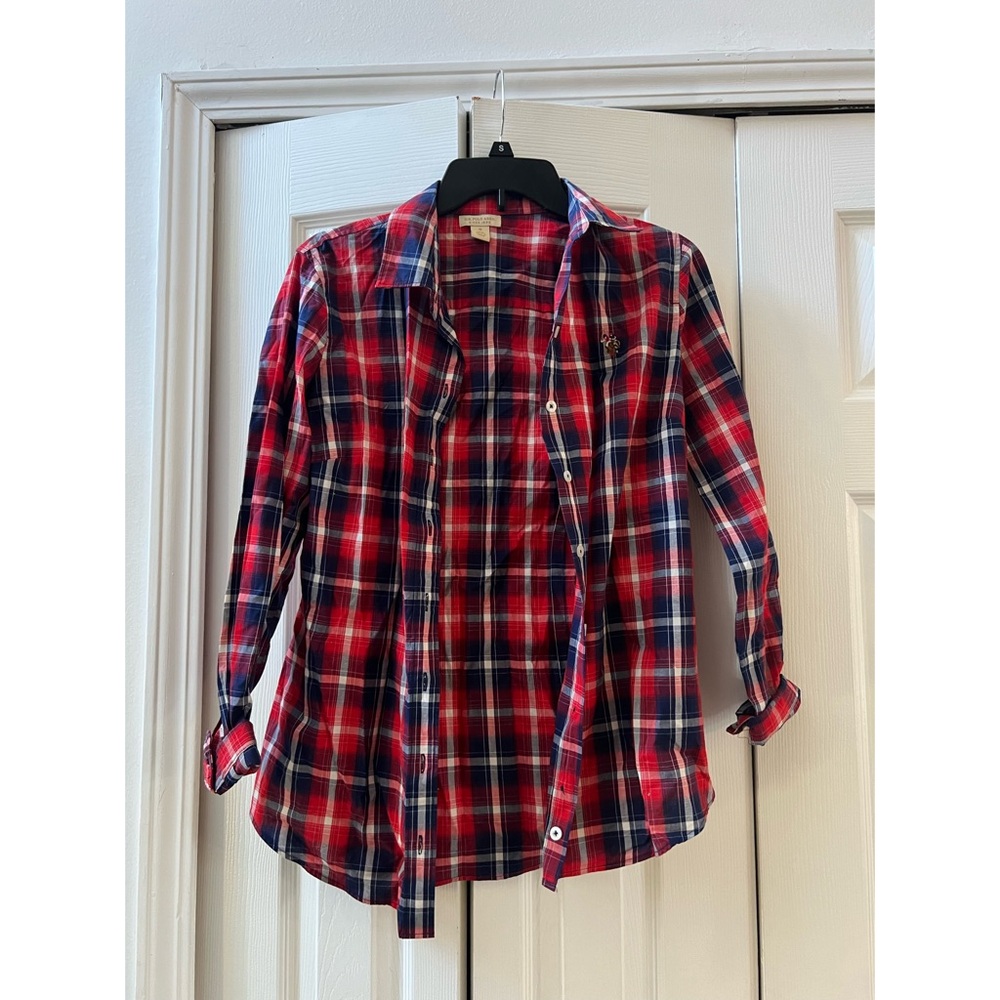 U.S Polo Red & Navy Plaid Button-Up Shirt